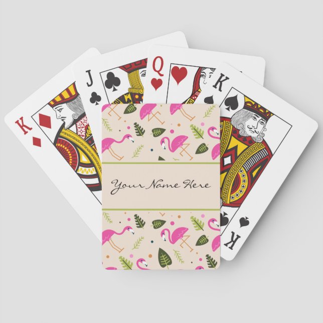 Fancy Modern Hot Pink Flamingos Wedding Theme Playing Cards (Back)