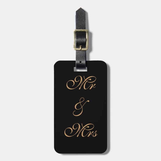 Fancy Modern Mr. & Mrs. Luggage Tag (Front Vertical)