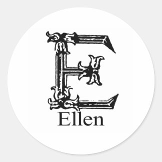 Fancy Monogram: Ellen Classic Round Sticker
