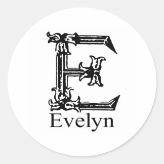 Fancy Monogram: Evelyn Classic Round Sticker