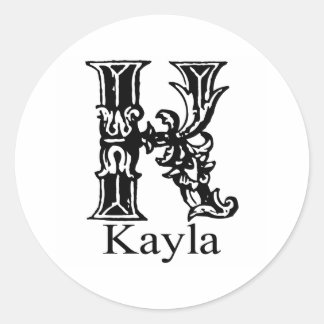 Fancy Monogram: Kayla Classic Round Sticker