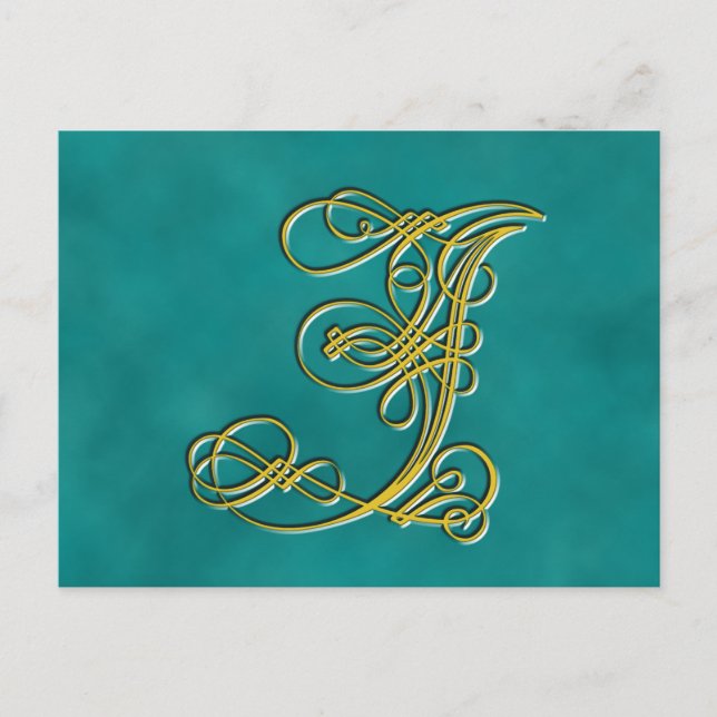 Fancy Monogram Letter J, Customise Colour Postcard (Front)