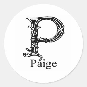 Fancy Monogram: Paige Classic Round Sticker
