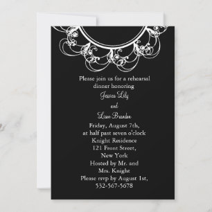 Fancy Monogram Rehearsal Dinner Invitation (black)