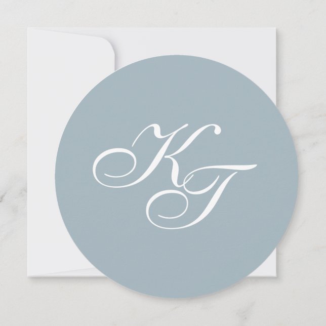 Fancy Monogram Round Menu Invitation (Back)