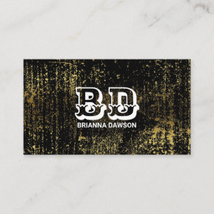 Fancy Monogram Script Gold Grunge Business Card