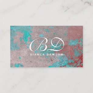 Fancy Monogram Script   Grunge Rusted Background Business Card