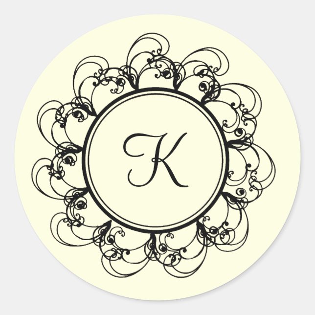 Fancy Monogram Sticker (off+white) (Front)