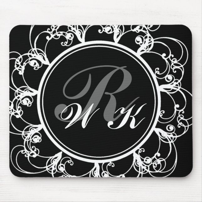 Fancy Monogrammed Mouse Pad (Front)