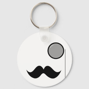 Fancy Moustache & Monocle Key Ring