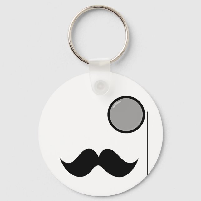 Fancy Moustache & Monocle Key Ring (Front)