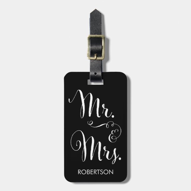 Fancy Mr. & Mrs. Luggage Tag (Front Vertical)