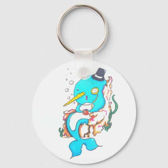 Fancy Mr Narwhal Key Ring (Front)