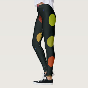 Fancy Multi-Neutral and Black Retro Polka Dot Leggings