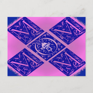 Fancy Mum Text in Blue and Purple Postcard