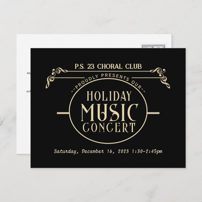 Fancy Music Concert Chorus Invitation School Choir (Front/Back)