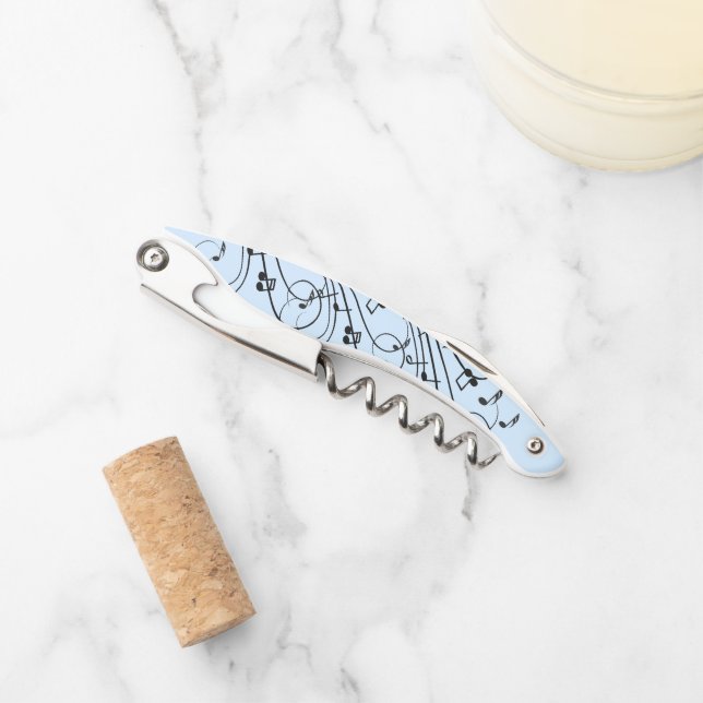 Fancy Music Notes Blue Corkscrew (Front)