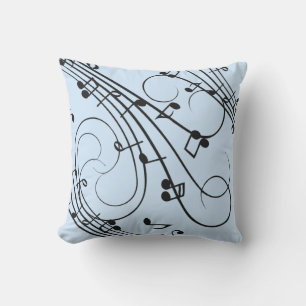 Fancy Music Notes Blue Cushion