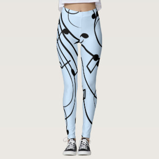 Fancy Music Notes Blue Leggings