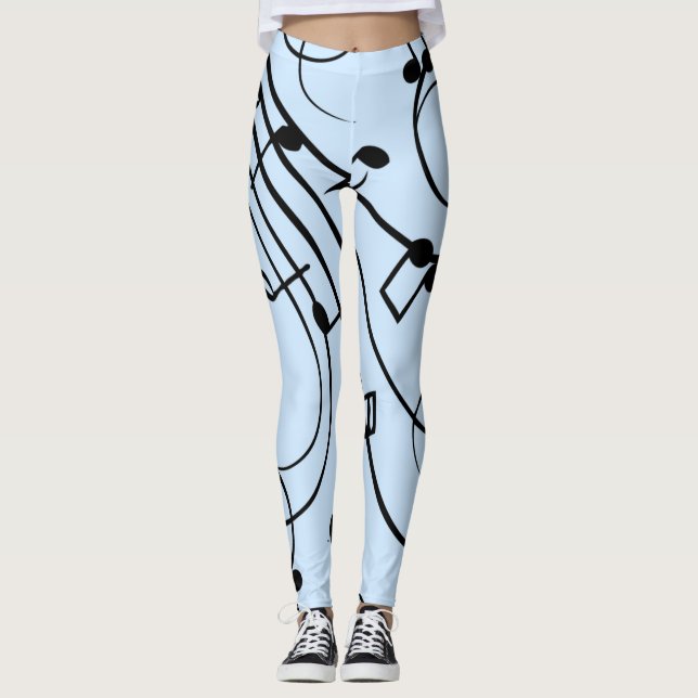 Fancy Music Notes Blue Leggings (Front)