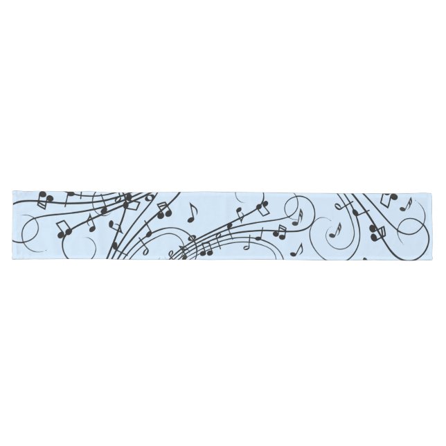Fancy Music Notes Blue Long Table Runner (Horizontal)