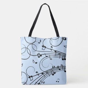 Fancy Music Notes Blue Tote Bag