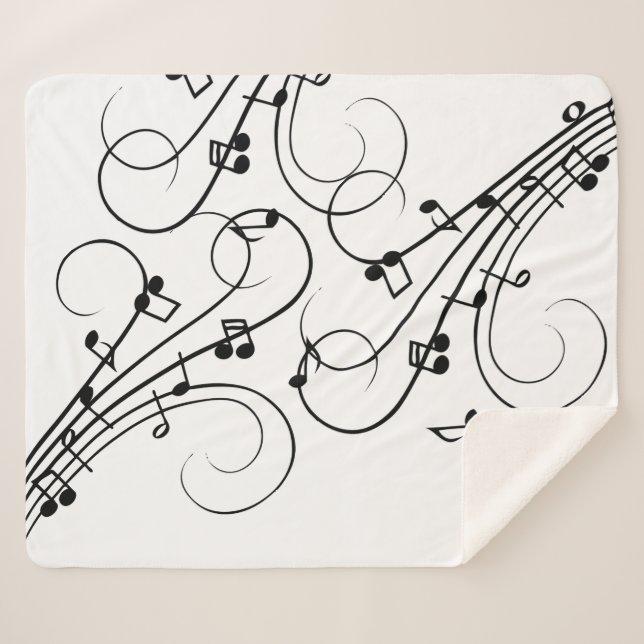 Fancy Music Notes Sherpa Blanket (Front (Horizontal))