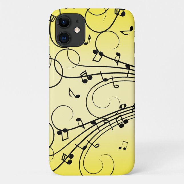 Fancy Music Notes Yellow Case-Mate iPhone Case (Back)
