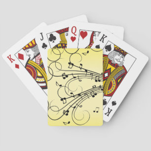 Fancy Music Notes Yellow Playing Cards