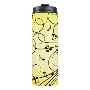 Fancy Music Notes Yellow Thermal Tumbler