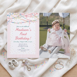 Fancy Nancy Pastel Girl Birthday Party Invitation
