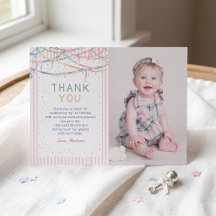 Fancy Nancy Pink Girls Birthday Thank You Card