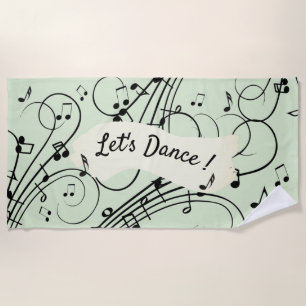 Fancy Notes Green Music Design Beach Towel