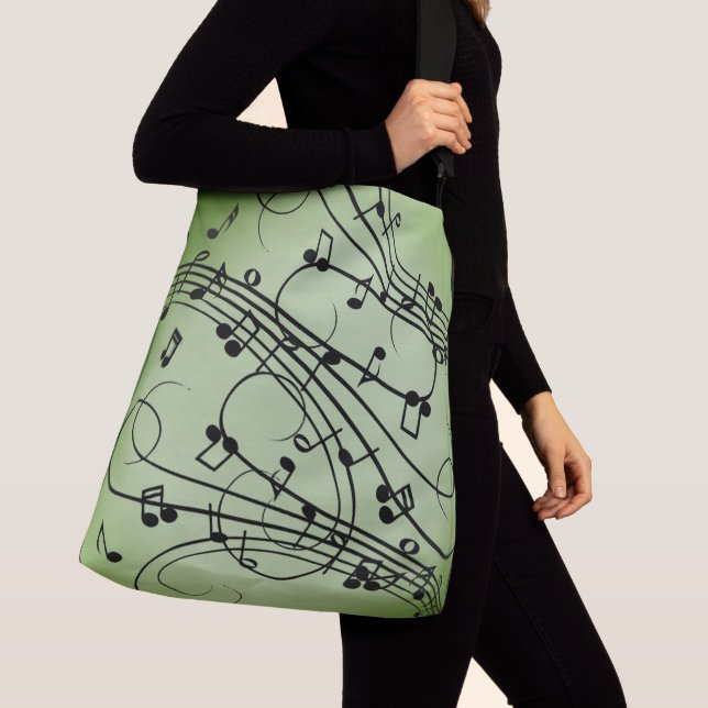 Fancy Notes Green Music Design Crossbody Bag (Close Up)