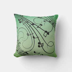 Fancy Notes Green Music Design Cushion