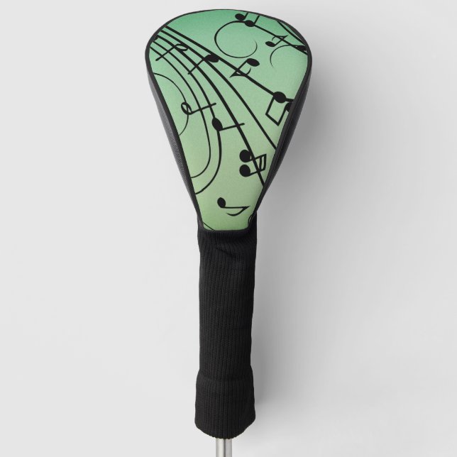 Fancy Notes Green Music Design Golf Head Cover (Front)