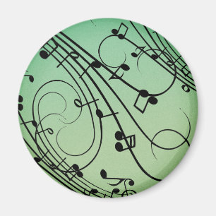 Fancy Notes Green Music Design Magnet