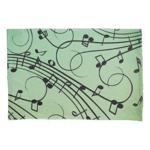 Fancy Notes Green Music Design Pillowcase