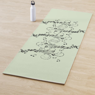 Fancy Notes Green Music Design Yoga Mat