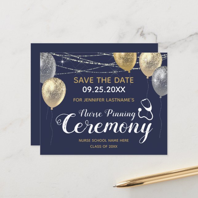 Fancy Nurse Pinning Ceremony Save the Date (Front/Back In Situ)