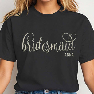 Fancy Off-White Script Bridesmaid Bachelorette T-Shirt