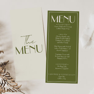 Fancy Olive  Green Old Money Retro Luxury Wedding Menu