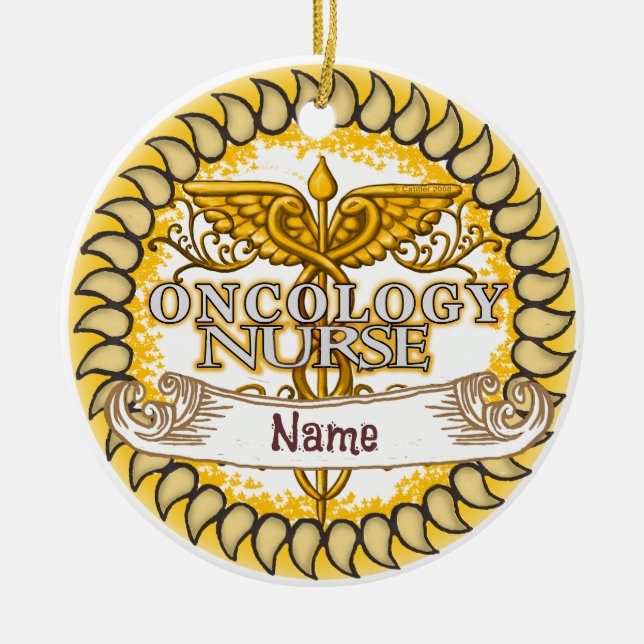 Fancy Oncology Nurse Ceramic Tree Decoration (Front)