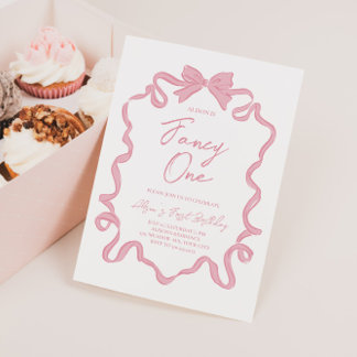 Fancy One Bow Coquette Birthday Invitation