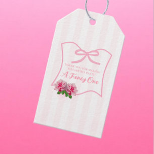 Fancy One Bow Floral 1st Birthday Gift Tags