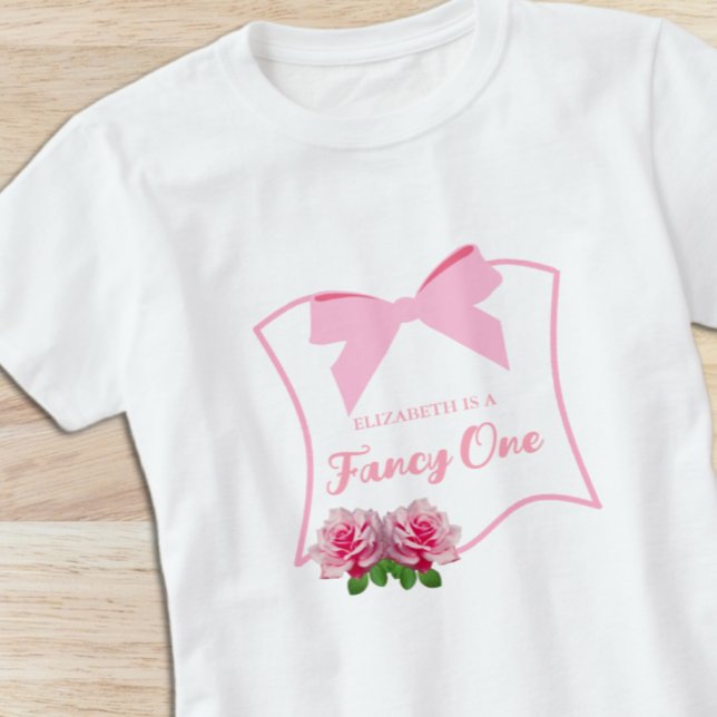 Fancy One Bow Floral 1st Birthday T-Shirt (Creator Uploaded)