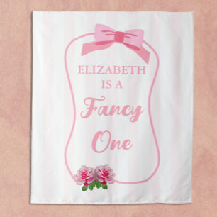 Fancy One Bow Floral 1st Birthday Tapestry