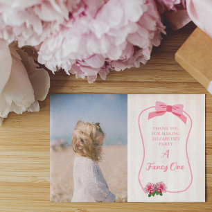 Fancy One Bow Floral 1st Birthday Thank You Card