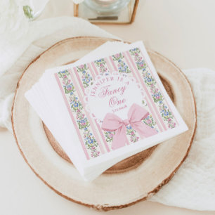 Fancy One Coquette Bow 1st Birthday Napkin