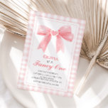 Fancy One Pink Bow preppy Coquette 1st birthday Invitation<br><div class="desc">Coquette Fancy One 1st birthday with pink bow with pearl and pink gingham.</div>